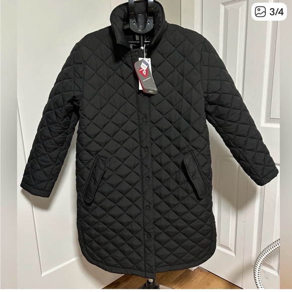 NWT Kit and Ace Oslo Black Quilted Long Coat - Picture 3 of 4